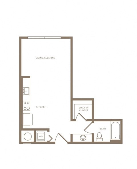 Floor plan for studio, 1 bath, 506 sqft